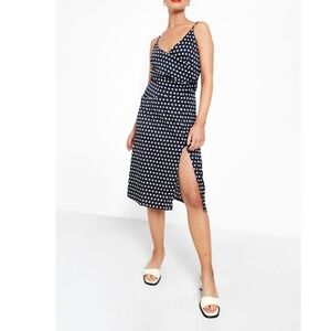 NWT BOOHOO Boutique Fran Satin Polka Dot Wrap Slip Dress SZ 8